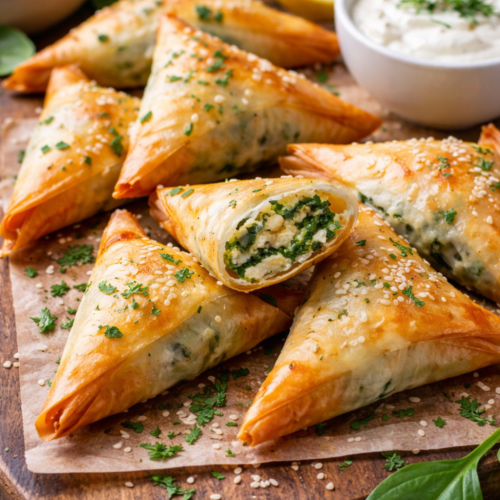 Spanakotiropita triangles