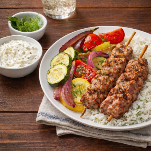 Pork Skewer Golden Delight Plate