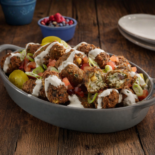 Golden Crunch Falafel Nacho Bowl